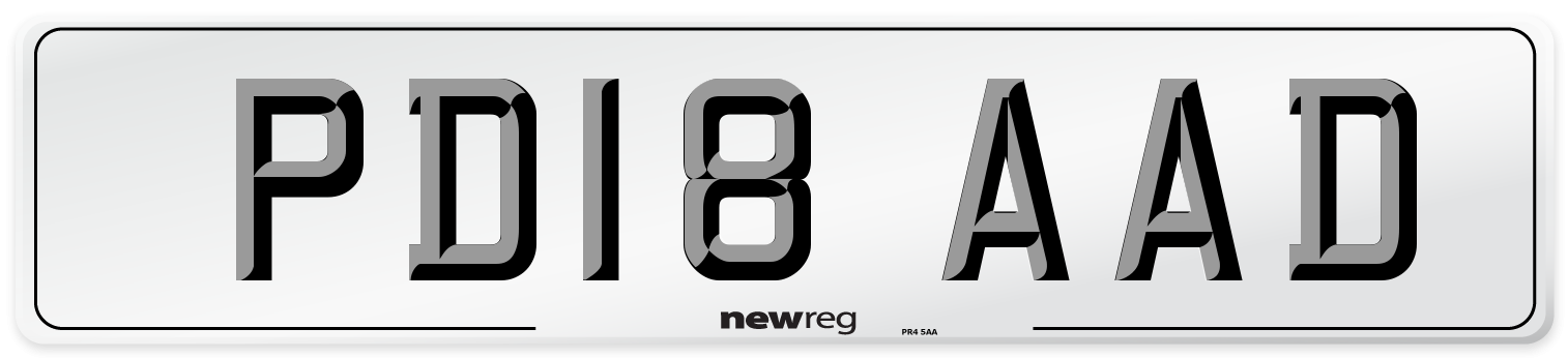 PD18 AAD Number Plate from New Reg